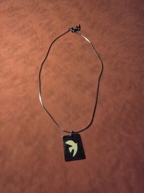 Vintage Cicile Jeanne 925 Sterling Silver Necklace With Cream Dove Pendant
